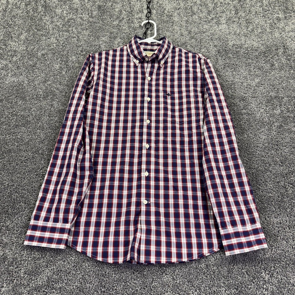 Dockers Shirt Mens Small Blue Plaid Long Sleeve Button Up Pocket Casual Woven